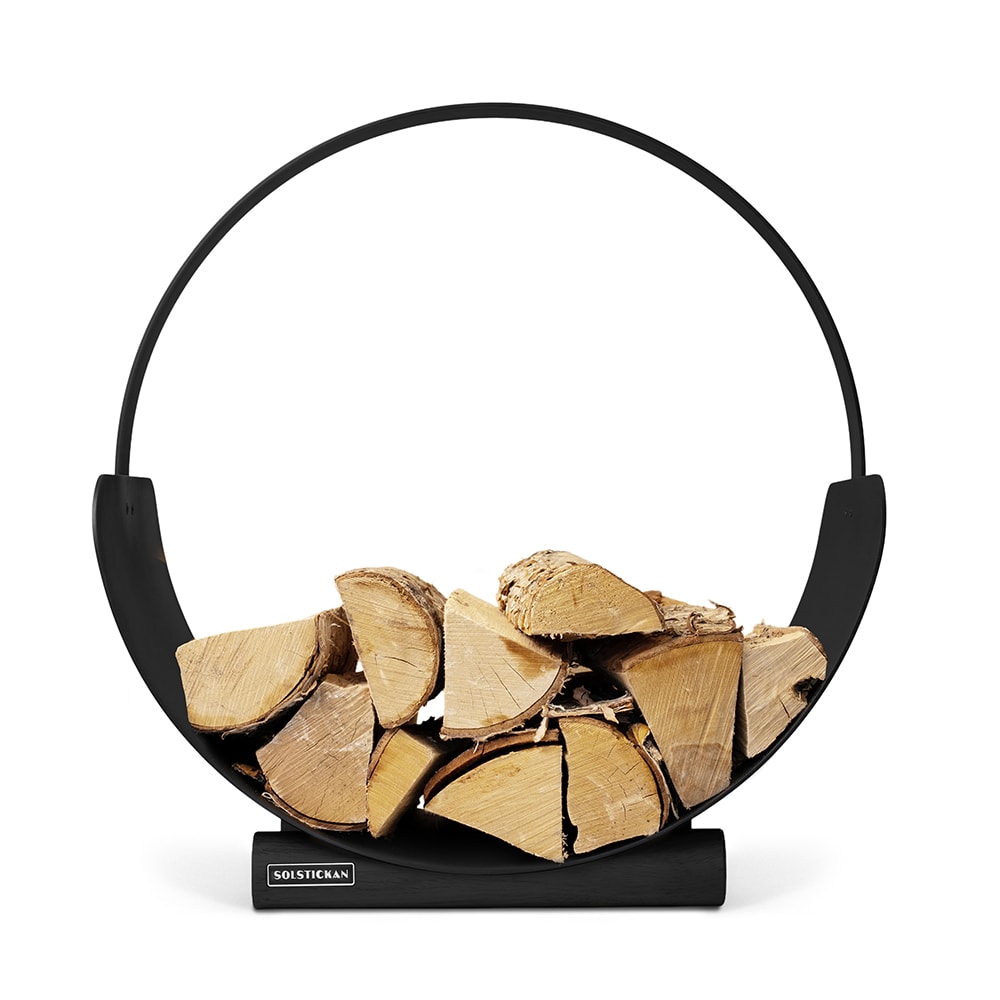 Solstickan vedkorg metall Kamintillbehör och redskap frilagd